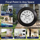 Andy Star 21 Inch Large Illuminated Outdoor Wall Clock Waterproof with Thermometer and Hygrometer, Oversized Battery Wall Clock for Patio Pool, Oil Rubbed Bronze Silent Non Ticking Clock for Garden by CozyNest Decor