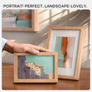 Homeforia A4 Picture Frame Wood, High-End Natural Oak 8.3 x 11.7 Wooden Poster Frames Matted to 5.8 by 8.3 inch Photo, A4 Size Light Wooden Frames with Mat A5 Print, Tempered Glass, Wall Kit, Set of 1 by CozyNest Decor