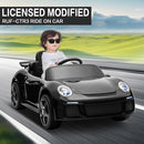 Licensed RUF CTR3 12V Kids Electric Car with Parent Remote Control, 2 Motors, 3 Speeds, LED Lights, MP3 Player | Battery Powered Ride-On Toy for Kids to Drive - Black by TinyTreasures Baby Boutique