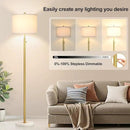 【Upgraded】Dimmable Gold Floor Lamps for Living Room, 11W LED Bulb Included, Modern Standing Lamp with Marble Base, Tall Pole Light with White Linen Shade for Bedroom Reading Office Corner Nursery by CozyNest Decor