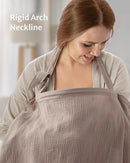 Blissful Diary Muslin Nursing Cover for Breastfeeding, Breathable Breastfeeding Cover up with Arch Neckline for Women, Nursing Apron (Agreeable Gray) by TinyTreasures Baby Boutique