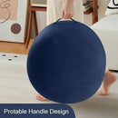 MeMoreCool Round Stuffed Pouf Ottoman Foot Rest, Floor Pouf Foot Stool with Soft Foam Chunk Filling, Small Round Ottoman Footstool Circle Footrest for Living Room, Navy by CozyNest Decor