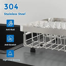 MAJALiS Expandable in Sink Dish Drying Rack - Adjustable Capacity (11.3''-17''L) Stainless Steel Over Sink Dish Drainers Rack for Kitchen Sink with Utensil Holder, Silver by CozyNest Decor