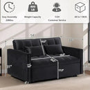 3 in 1 Convertible Sleeper Sofa Bed,Futon Loveseat Couch with Pull-Out Bed & Adjustable Backrest,Velvet Fabric Sofa with Side Pocket for Small Apartment, Living Room, Office (Black) by CozyNest Decor