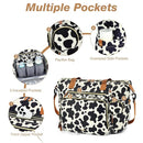 Diaper Bag Tote, Large Baby Diaper Bags for Travel, Hospital Bag for Labor Delivery with Pacifier Case, Changing Pad, Shoulder Strap, Cow Print by TinyTreasures Baby Boutique