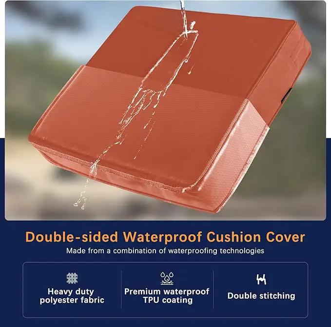 Favoyard Outdoor Seat Cushion Set 22 x 22 Inch Waterproof & Fade Resistant Patio Furniture Cushions with Removable Cover Deep Seat & Back Cushion with Handle and Adjustable Straps for Chair Sofa Couch, photo 4 of 6