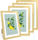 10x14 Picture Frame Set of 4, 10 x 14 Wood Photo Frames with Mat for 8x12 or 30x40cm Diamond Painting Art, Wooden Frame with Real Glass Cover for Wall and Tabletop Display,Gold by CozyNest Decor