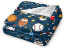 Baseball Football Basketball Sport Theme Throw Blanket 60x50 Inch Soft Fleece Blanket Men Women Gift for Kids Boys Girls for Party Couch Sofa Bed Deco Blankets by CozyNest Decor