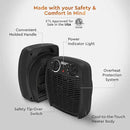 Comfort Zone Indoor Space Heater with Adjustable Thermostat, Fan Forced, Electric, Overheat Protection, Safety Tip-Over Switch, Energy Efficient, Ideal for Home, Bedroom, & Office, 1,500W, CZ45EBK by CozyNest Decor