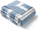 Snuggle Sac Stripe Blue Blankets Luxurious Microfiber Fabric, Reversible Super Soft Bedding Blankets Warm Cozy Knit Fuzzy Plush Blanket for Bed,Couch,Sofa,Living Room, Blue Stripe,60x80 inches by TinyTreasures Baby Boutique