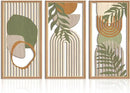 IARTTOP Large Boho Wood Wall Art Framed Mid-century Modern Wooden Wall Decor Set of 3 Green Bohemian Abstract Wall Art Decor For Bedroom Living Room Office-16 x32 by CozyNest Decor