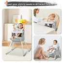 4 in 1 Portable Baby High Chair,Convertible Highchair for Babies & Toddlers-Foldable Infant Booster Seat,Carry Small Box,Dining Chair,Toddler High Chair with 5-Point Harness,Removable Tray-Grey by TinyTreasures Baby Boutique