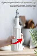 LYEOBOH Olive Oil Dispenser Bottle, Oil Dispenser for Kitchen, Ceramic Cooking Vinegar Dispensing Bottles with Spout, White by CozyNest Decor