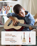 Moukey 30" Acoustic Guitar for Beginners Kids Youth 1/4 Size Dreadnought Guitarra Acustica Kit with Chord Poster, Gig Bag, Tuner, Picks, Nylon Strings, Capo, Strap - Natural by TinyTreasures Baby Boutique
