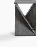 Modern Hand Made One-of-a-Kind Carved Mango Wood End Table, Farmhouse Side Table,Farmhouse End Table,Living Room,Bedroom, Accent Table, Contemporary Architectural Designed Grey,Assembled by CozyNest Decor