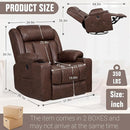 Retro Rocking Recliner Chair, Massage Rocker Recliner Chair with Vibration Massage and Heat, USB and Type-C Ports,360° Swivel Chairs,Living Room, Bedroom, Nursery, RV, Brown by TinyTreasures Baby Boutique