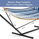 SUNCREAT Double Hammock with Stand Included, Portable Hammock with Stand and Large Pillow, Blue Stripes by GreenHaven Gardens