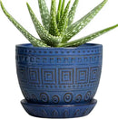 G EPGardening Plant Pots Indoor 5 Inch - Ceramic Pot for Plants with Drainage Hole and Saucer Round Planter Outdoor Modern Flower Pot Home Office Decor Blue by GreenHaven Gardens