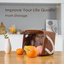 TheWarmHome Small Fabric Canvas Storage Bin with Cotton Rope Handles - Foldable Empty Basket for Gift (Brown-1 Pack,11.8L7.9W5.2H inch) by TinyTreasures Baby Boutique