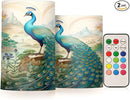 Flickering Flameless Candles, Peacock Garden LED Candles with Remote Timer, Set of 2 Battery Operated Candle for Valentine Wedding Birthday by GreenHaven Gardens