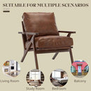 Wahson Brown Leather Accent Chair - Mid Century Modern Retro Upholstered Armchair with Wood Frame and Removable PU Cushions - Large Compfy Leisure Slipper Chair for Living Room/Bedroom (Set of 2) by CozyNest Decor