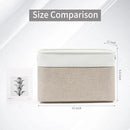 Storage Bins Large Fabric Storage Baskets for Shelves 3 Pack, Decorative Linen Closet Baskets with Handles for Organizing, Shelf, Clothes, Home, Office, 15x11x9.5Inches (Beige&White) by CozyNest Decor