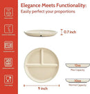 Sweese Set of 2 Porcelain Divided Dinner Plates, Beige High-Grade Durable Professional, 9 Inches, 2.0 Count by CozyNest Decor