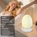 Dinosaur Egg Shape Touch Control Night Light with Pattern Inside, Digital Alarm Clock with Wake Up Light, 20 Soothing Sleep Training Sound and Bluetooth Speaker Box (2025 Style) by TinyTreasures Baby Boutique