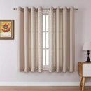 MIUCO Light Filtering Faux Linen Curtains, 63 Inch Length for Bedroom & Living Room, Linen Floral Embroidered Solid Mix and Match, Semi Sheer Grommet Farmhouse Drapes, 2 Panels Set by CozyNest Decor