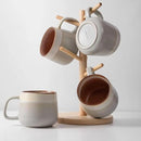 Ceramic Coffee Mugs Set of 4, 12 oz Stoneware Coffee Cups with Comfortable Handle for Latte, Tea, Cappuccino, Cocoa -Microwave and Dishwasher Safe - Modern Unique Aesthetic - Reactive Glaze by CozyNest Decor