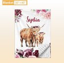 Custom Baby Crib Bedding Set, 5 Pcs Personalized Name Baby Crib Sets for Infant Toddler, Purple Highland Cow Nursery Bedding Set for Baby Girls, Double Layer Baby Bedding Sets Customized Gifts by TinyTreasures Baby Boutique
