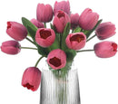 Deep Pink Artificial Tulips, 2 Bundles 14Pcs, Fake Tulips Artificial Flowers, 2 x 2.4 Inch Large Flower Head Big Tulip, Easter Valentine's Day Mother's Day Home Decoration Flowers by CozyNest Decor