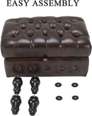 Artechworks Coffee Table Ottoman with Storage,Button Tufted PU Leather Upholstery Footstool Bed Ottoman for Living Room, Home Office, Space-Saving Storage Toy Box Stool, Brown by CozyNest Decor