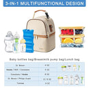 Breastmilk Cooler Bag with Ice Pack Fits 6 Baby Bottles up to 9 Ounce, Breast Milk Pump Cooler Bag with Shoulder Strap for Nursing Mom Daycare, Work, Travel- Cream by TinyTreasures Baby Boutique