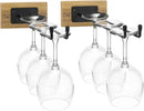 Sorbus Wall Mounted Wine Glass Stemware Rack Set - Wire & Wood Wine Rack Wall Mounted for Wine Glasses, Champagne Glasses, and Drinkware - Complete Your Home Bar & Kitchen Storage, Mahogany by CozyNest Decor