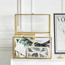 Glass Wedding Card Box with Slot, 10.2 inch Clear Card Box Gold Brass Gift Card Storage Box with Lock Perfect for Wedding Receptions, Baby Shower, Birthday Party, Bridal Shower by CozyNest Decor