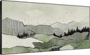 SIGNWIN 36"x72" Extra Large Framed Wall Art Green Line Art Mountain Landscape Illustration for Home Living Room Bedroom Decor (Frame Assembly Required) by CozyNest Decor