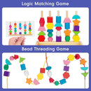 Montessori Wooden Lacing Beads Toys for 2 3 4 Year Old Toddler Kids, Sequencing & Stacking Block Toy with Storage Box, STEM Preschool Learning Toys, Christmas Birthday Gifts for Boys Girls by TinyTreasures Baby Boutique