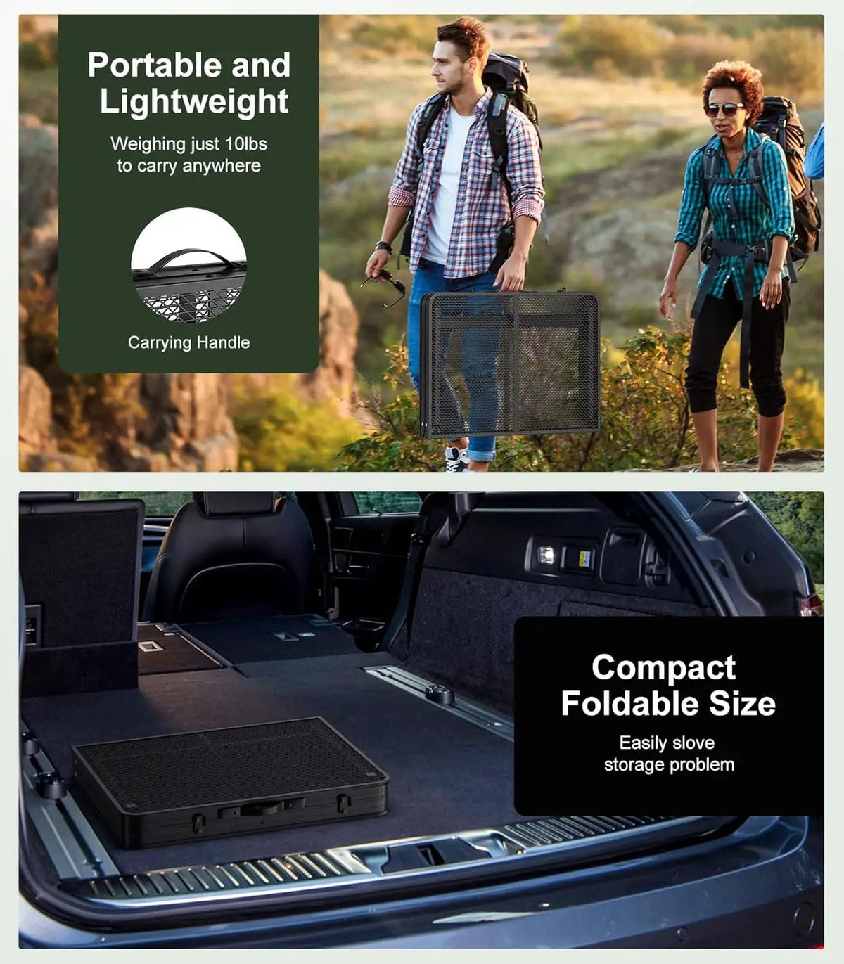 Foldable Grill Table with Mesh Desktop, 200lbs 3Ft Portable Folding Table, Height Adjustable Metal Table for Ourdoor, Camping, Picnic, BBQ and Beach, RV, 35.4" L x 23.6" W, photo 5 of 6