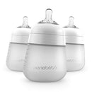 Nanobebe Flexy Silicone Baby Bottle, Anti-Colic, Natural Feel, Non-Collapsing Nipple, Non-Tip Stable Base, Easy to Clean, 3-Pack, White, 9oz by TinyTreasures Baby Boutique