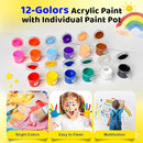 EzaroNexis Mini Acrylic Paint Set for Kids, 25 Pack 12 Colors Washable Kids Paint kit, Perfect for Home Birthday Classroom Party Favors,Painting Canvas,Paper,Wood,Rock & Fabric (350) by TinyTreasures Baby Boutique