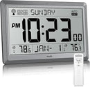 Wall Clock Atomic with Indoor Outdoor Temperature Battery Powered, Easy Reading with 10.5 Inch Large LCD Display, 330FT Range Table Wall Clock With DST, 12/24 Hour for Living Room Kitchen (Silver) by CozyNest Decor
