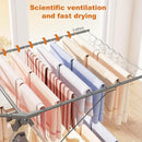 Bigzzia Clothes Drying Rack Foldable, 2-Level Large Laundry Drying Rack Collapsible, Stainless Steel Drying Rack Clothing for Indoor Outdoor, Easy to Fold, 33 Drying Rails, 142cm, Gray by CozyNest Decor