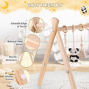 Wooden Play Gym with Mat, Foldable Baby Activity Gyms for Infants Newborn Baby Girl and Boy, Tummy Time Baby Infant Toys 0-6 6-12 Months (Gray) by TinyTreasures Baby Boutique
