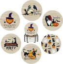 Halloween Coaster for Drinks Set of 6 with Metal Holder and Cork Base Ceramic Drink Coasters Absorbent Cup Mat Non-Slip for Home Kitchen Office Table Decor, 4 Inch by CozyNest Decor