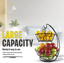 Fruit Basket with Banana Hanger and Fruit Bowl. Kitchen Counter Fruit Bowl with Banana Holder used as Bread, Vegetable or Produce Basket, Egg Holder, 2 Tier by CozyNest Decor