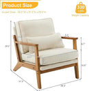 Karl home Accent Chair Wide Armrest Mid-Century Lounge Chair Linen Fabric Armchair with Lumbar Pillow & Solid Wood Frame for Living Room, Bedroom, Balcony, Beige by CozyNest Decor