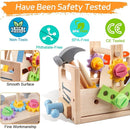 Aliex Wooden Kids Tool Set, 30pcs Toy Tools for Toddlers with Vest, Tool Kit Toddler Montessori Stem Learning Educational Toys for 3 4 5 Years Old Boys Girls, Birthday Gift for Kids by TinyTreasures Baby Boutique