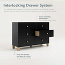 Storkcraft California 6-Drawer Double Dresser (Black with Driftwood) - GREENGUARD Gold Certified, Interlocking Drawer System, Dresser Drawer Organizer for Kids Bedroom by TinyTreasures Baby Boutique
