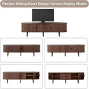 55" Mid Century TV Stand, Fluted TV Stand Fits 32" to 60" TVs. Wood Entertainment Center for Living Room, Farmhouse Modern TV and Media Console Table with Storage, Curved Edge and Sliding Door, Walnut by CozyNest Decor